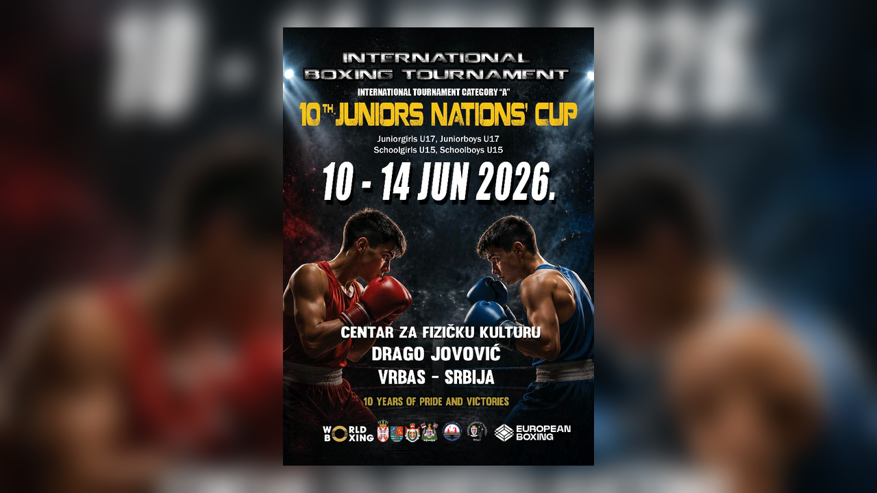 Official European Boxing poster for the Vrbas Junior Nations Cup - inline context