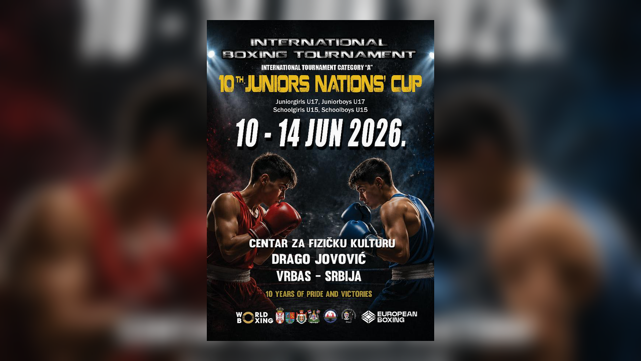 Official European Boxing poster for the Vrbas Junior Nations Cup - inline detail