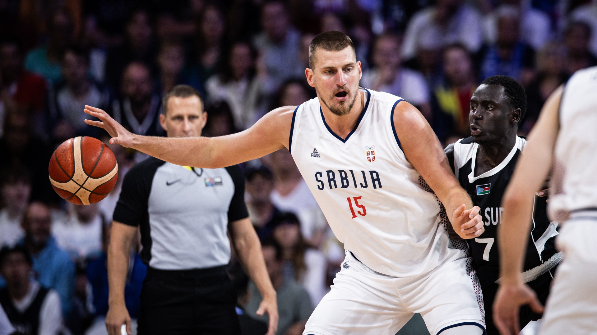 Serbia men basketball action during FIBA competition