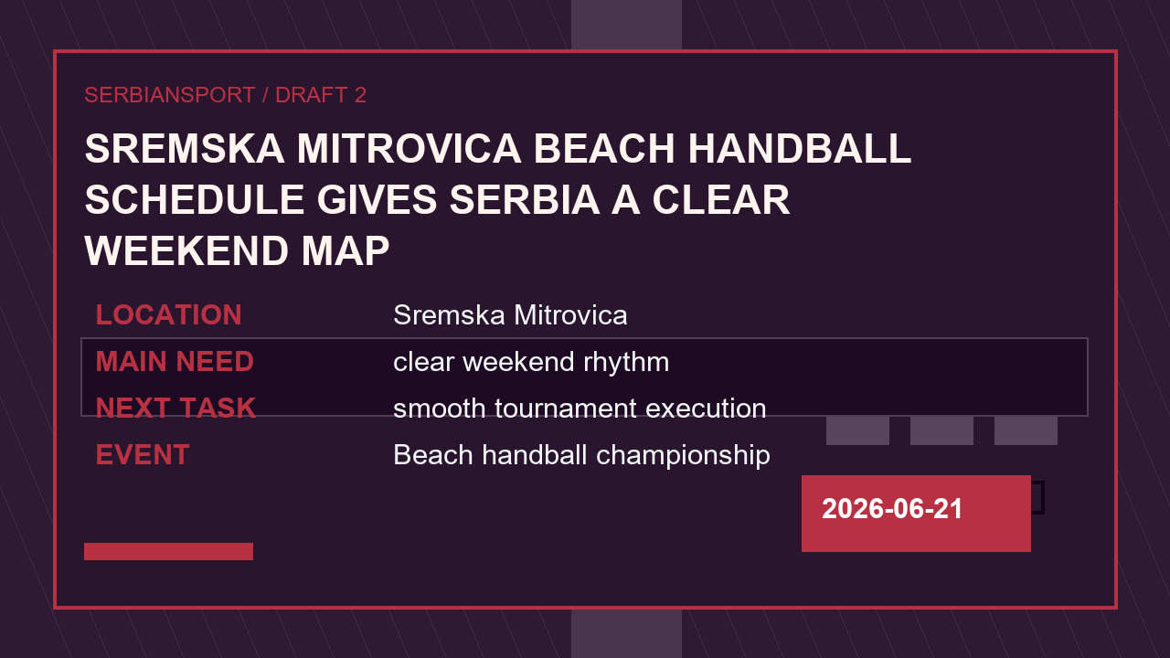 Sremska Mitrovica Beach Handball Schedule Gives Serbia a Clear Weekend Map image 2