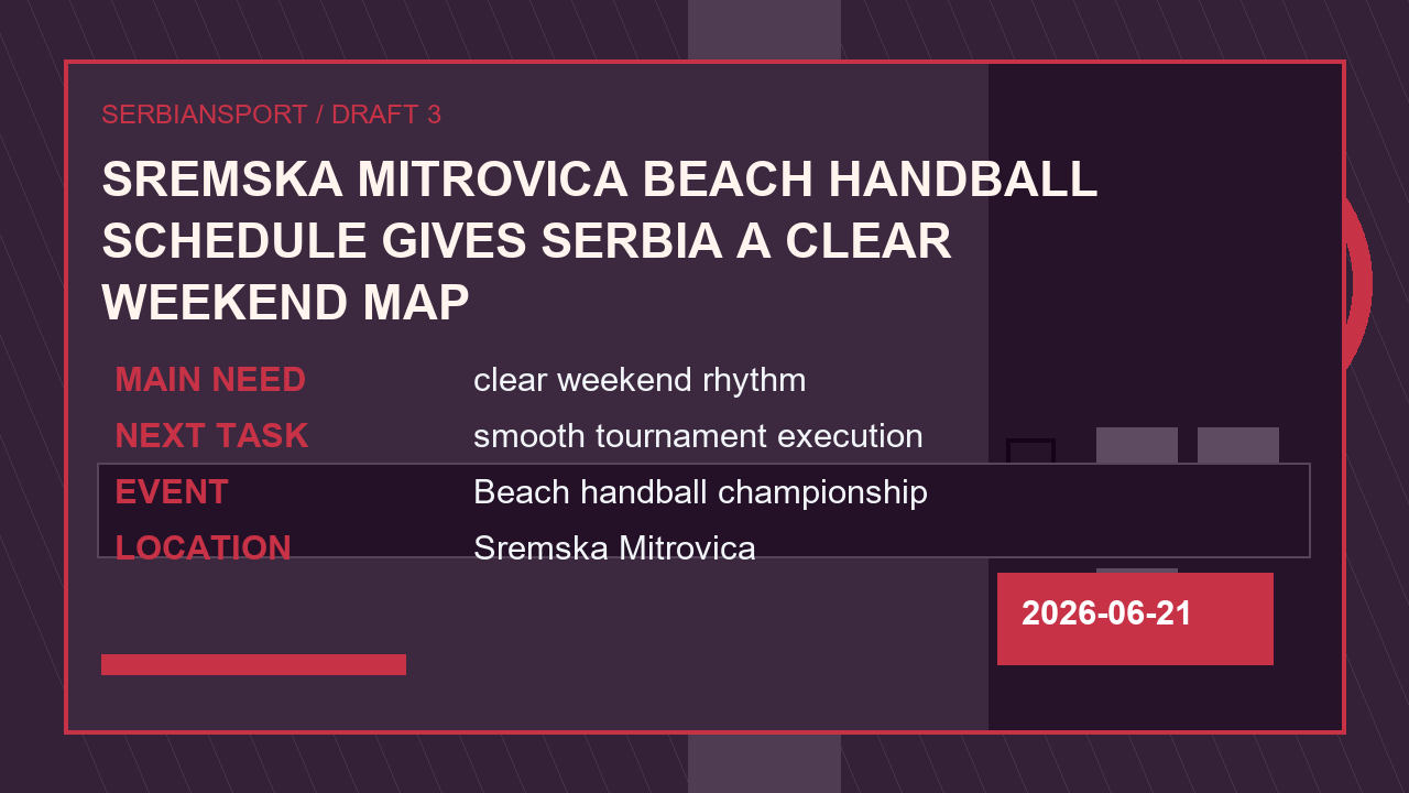 Sremska Mitrovica Beach Handball Schedule Gives Serbia a Clear Weekend Map image 3