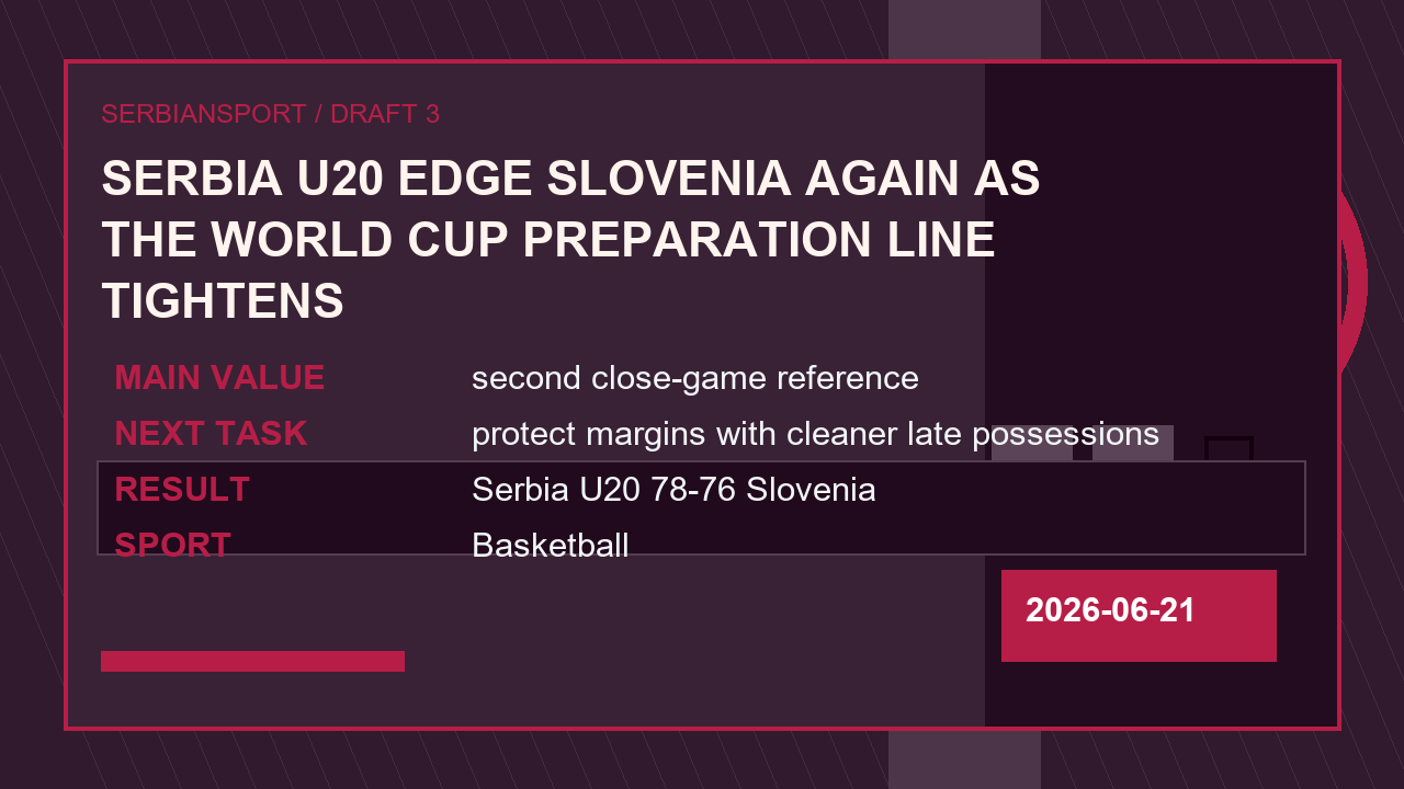 Serbia U20 Edge Slovenia Again as the World Cup Preparation Line Tightens image 3