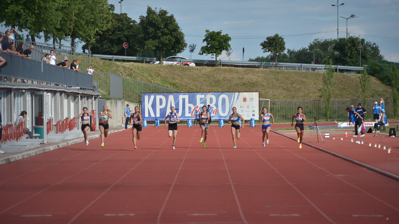 Under-18 sprinters competing at the Serbian Championships in Kraljevo in June 2026