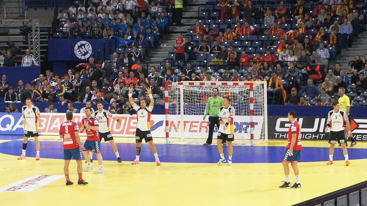 Serbia attack Germany at the 2012 European Handball Championship