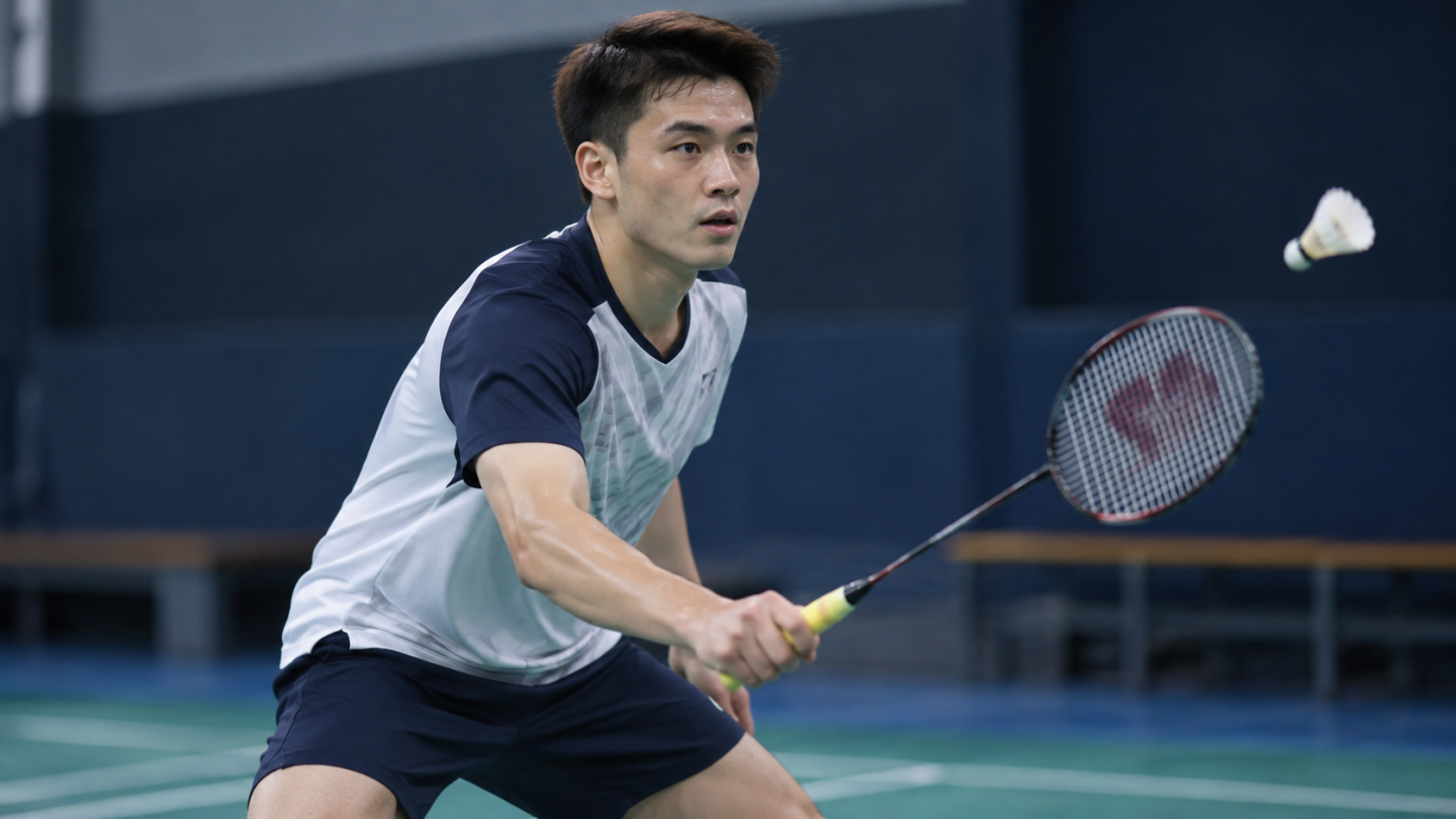 AI ilustracija: Kunlavut Vitidsarn sa reketom za badminton