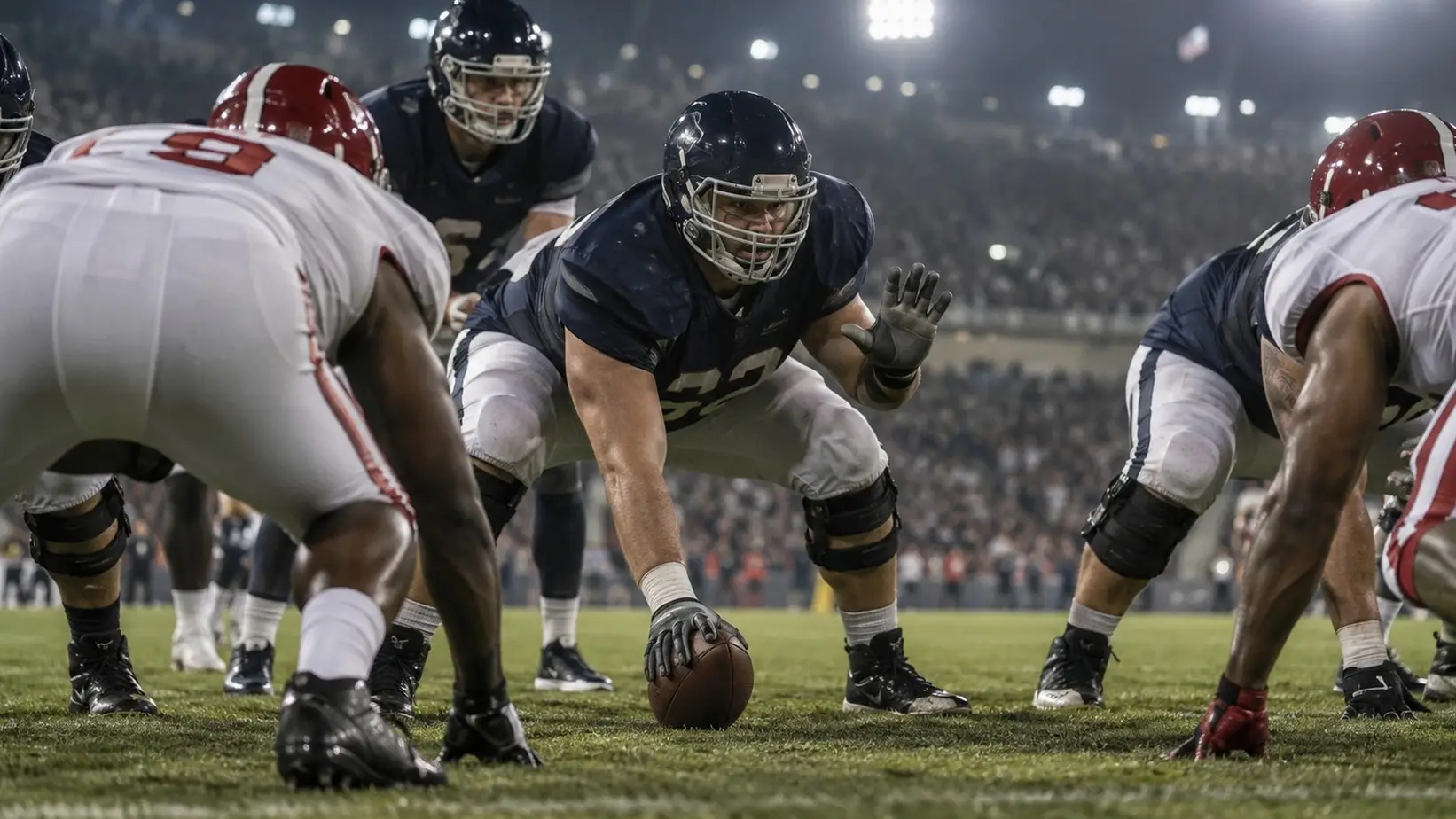 Ofanzivna linija pred izvođenje NFL akcije