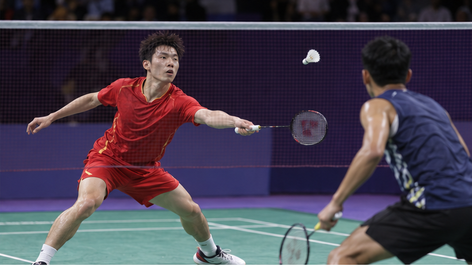 AI ilustracija: meč muškog singla u badmintonu na Azijskim igrama