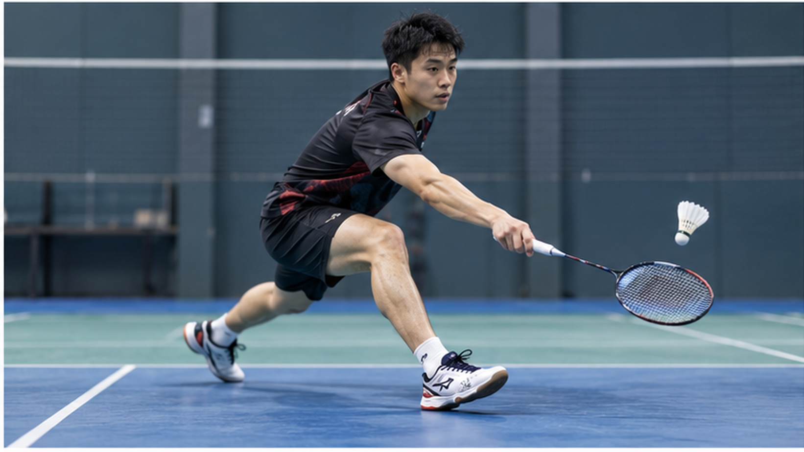 AI ilustracija: badmintonac se kontrolisano vraća treningu