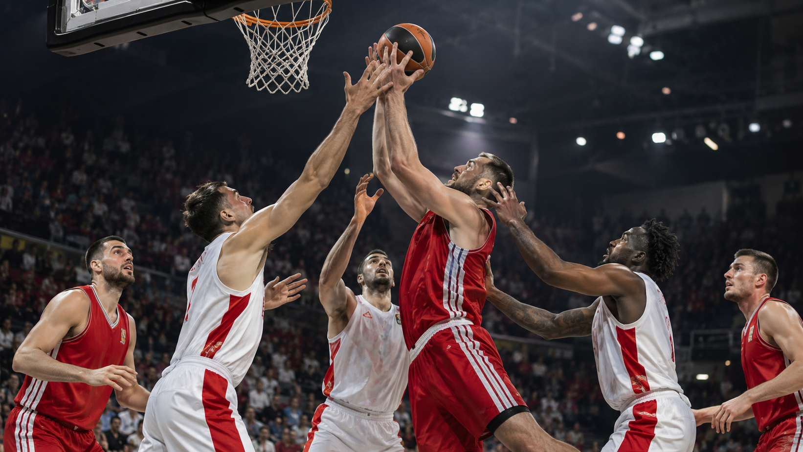 Borba pod košem na utakmici Crvene zvezde i Efesa