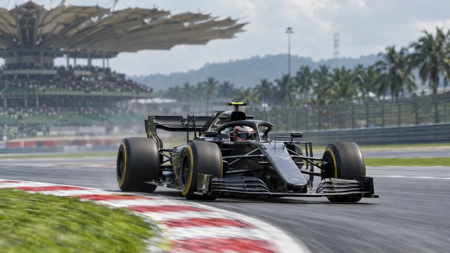 Formula bolid prolazi brzom krivinom Sepanga