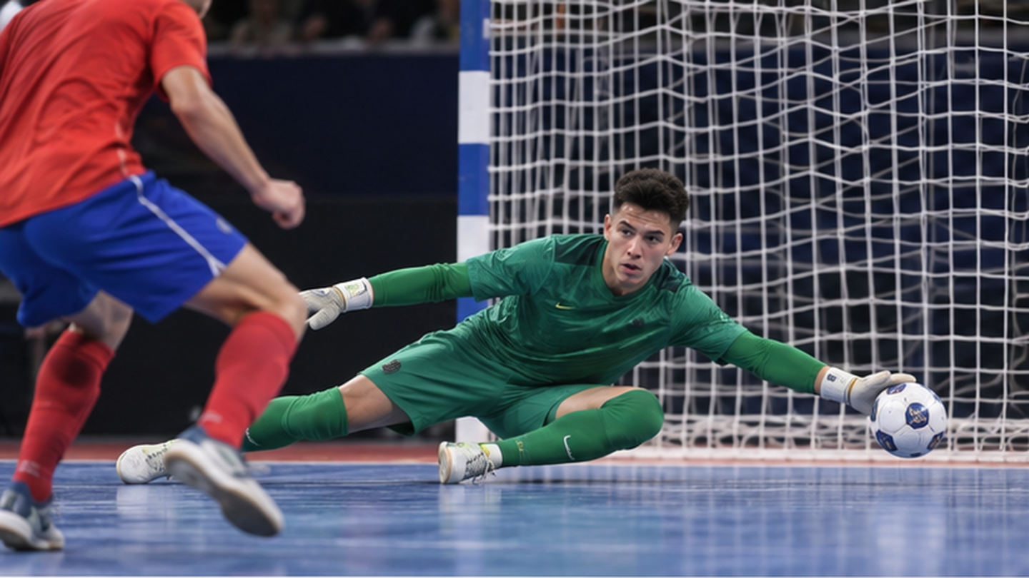 AI ilustracija: golman brani udarac na meču Brazila i Čilea U20