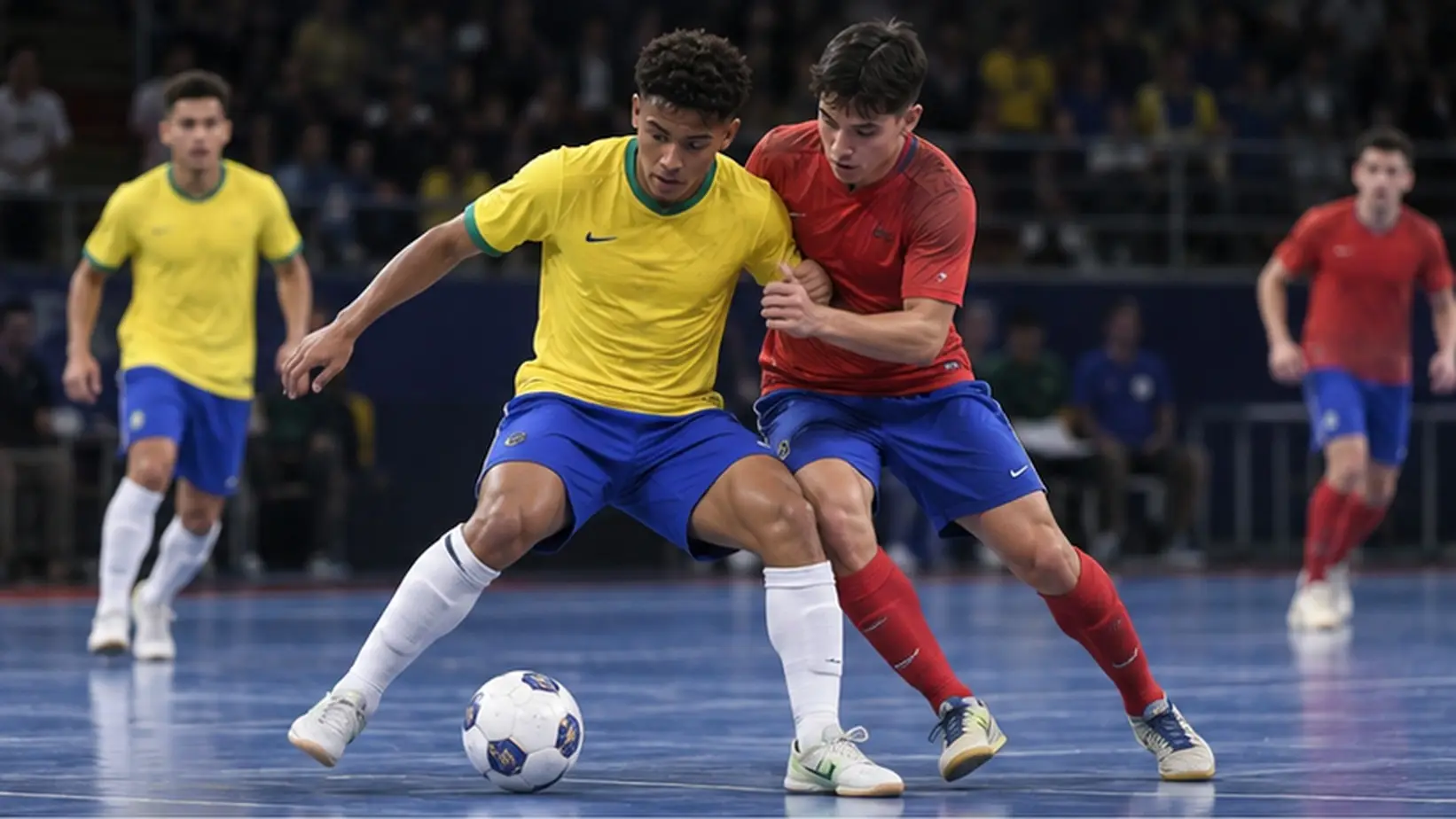 Futsaleri vode duel za loptu na parketu