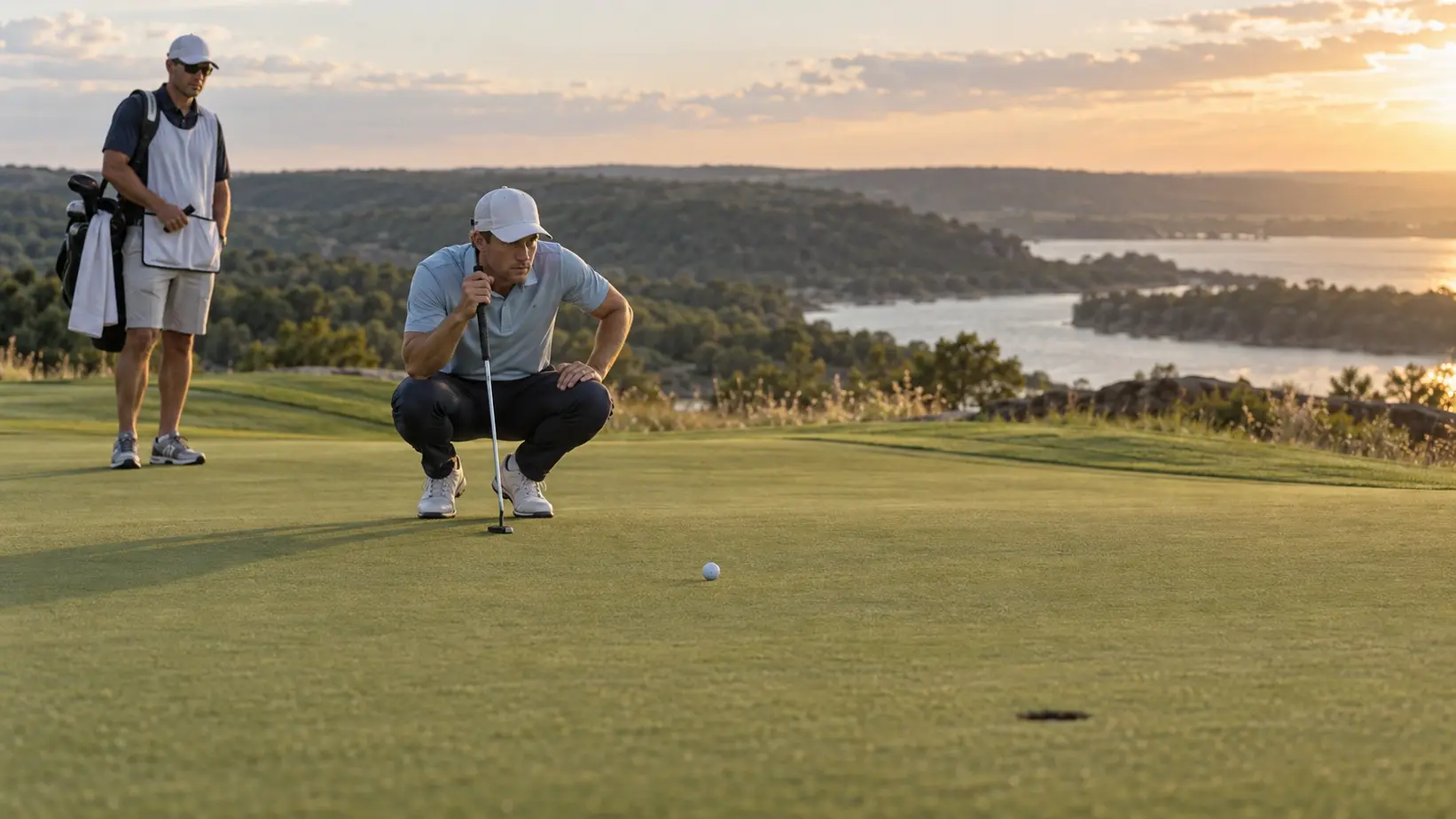 Golfer i kedi čitaju liniju za ptičicu